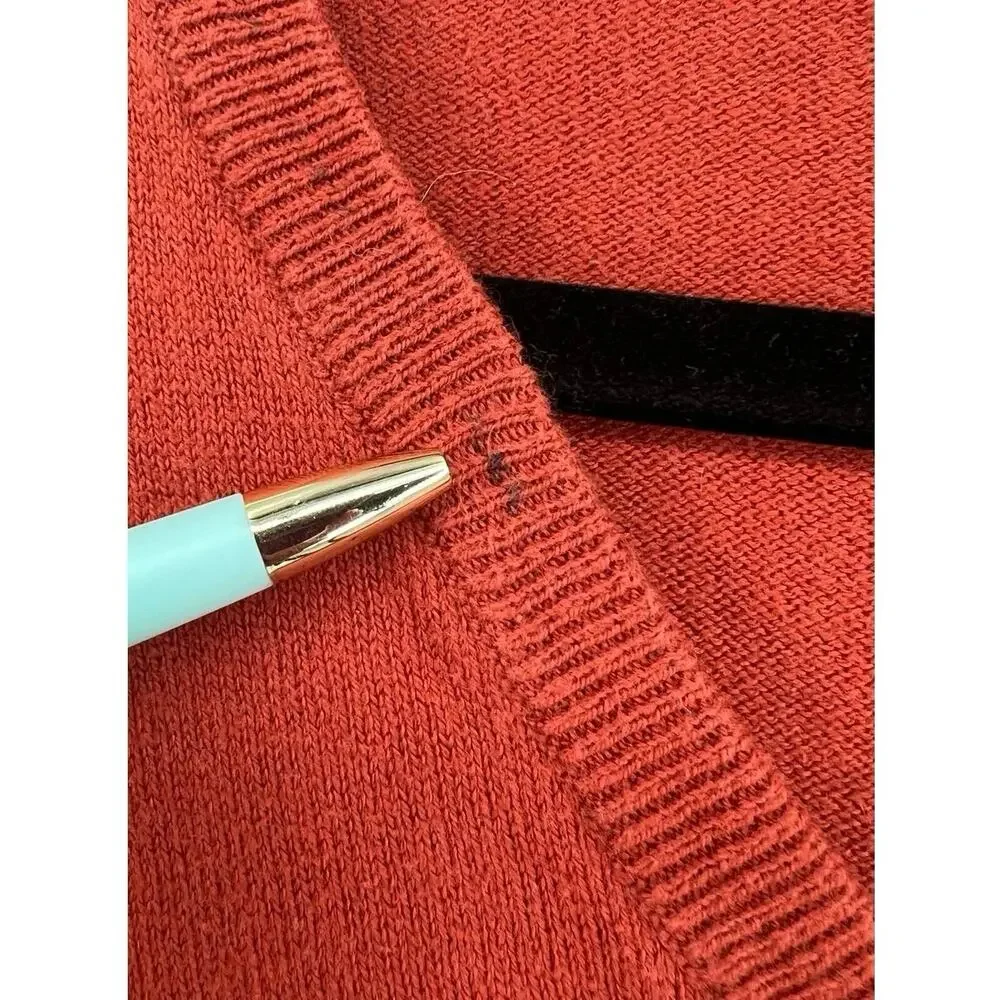 J.Crew Men's Cotton-Cashmere V-Neck Sweater Size XXL Burnt Orange Preppy